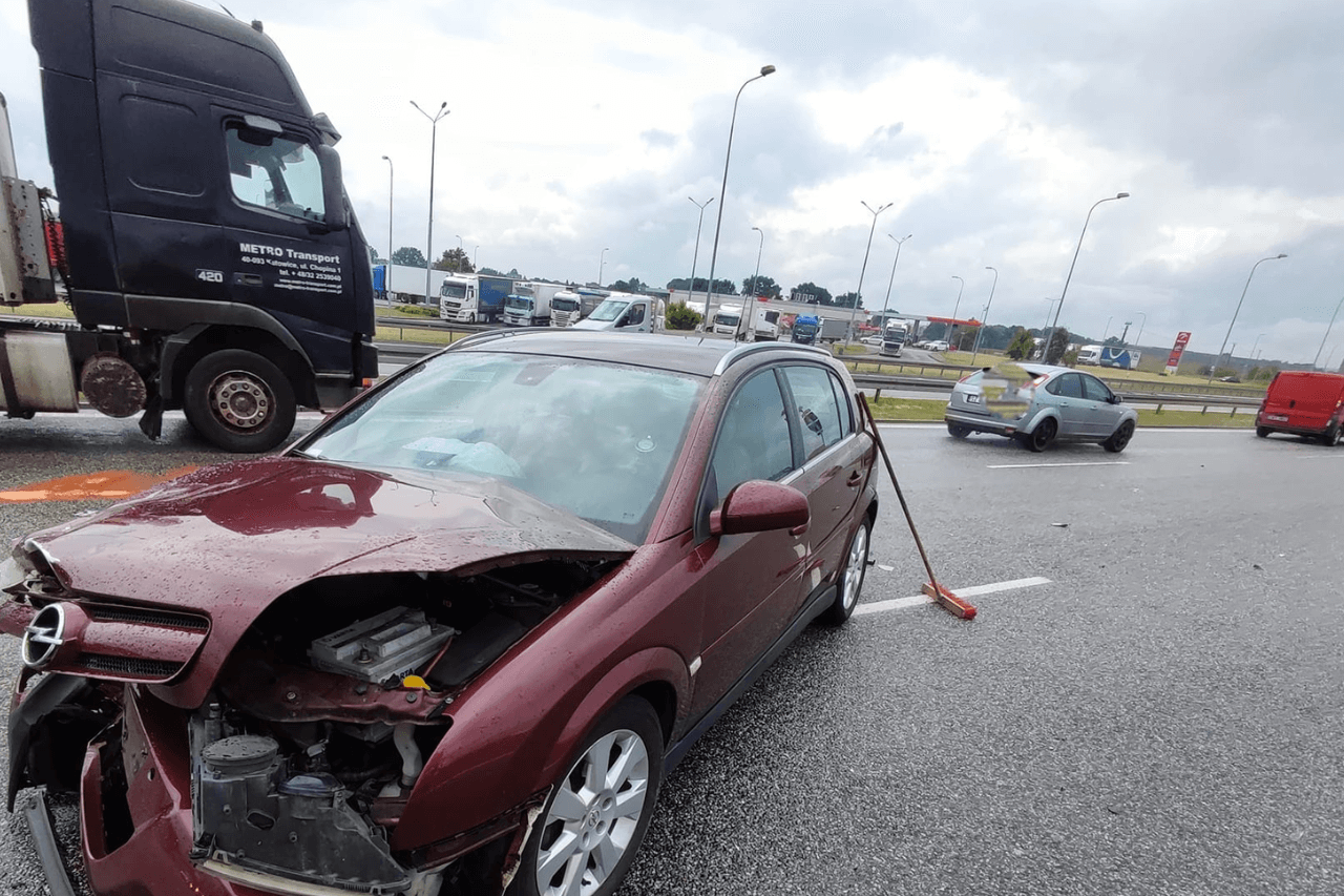 Kolizja na autostradzie A1